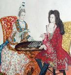 Gemälde: Hofdame und Hofherr beim Gesellschaftsspiel
