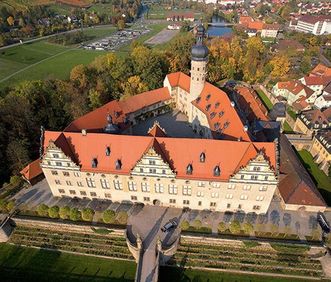 Luftaufnahme von Schloss Weikersheim