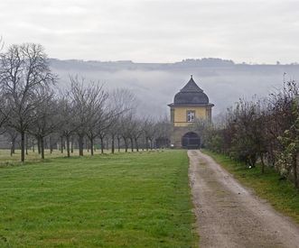 Teehaus im Nebel, Schlossgarten Weikersheim