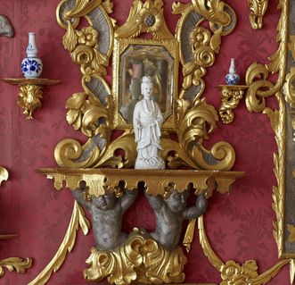 Porzellanfigur vor Spiegel, Spiegelkabinett, Schloss Weikersheim