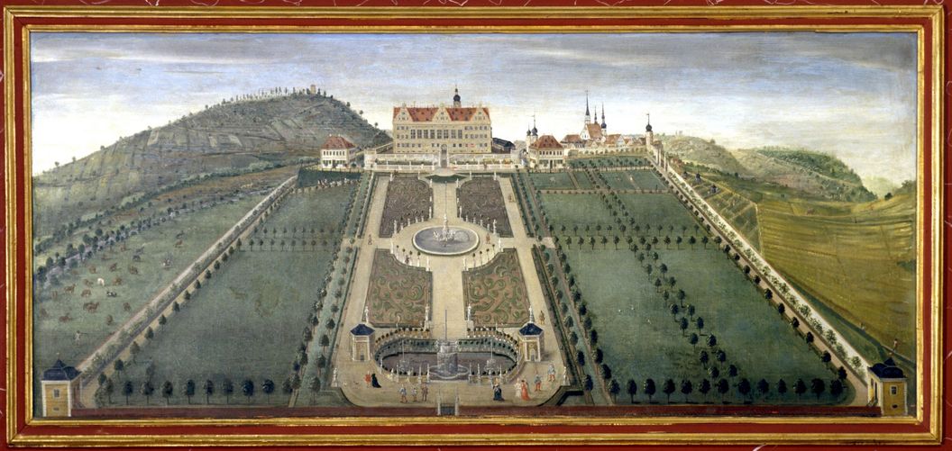 Ideale Gartenanlage, Lambrisbild im Rittersaal, Schloss Weikersheim