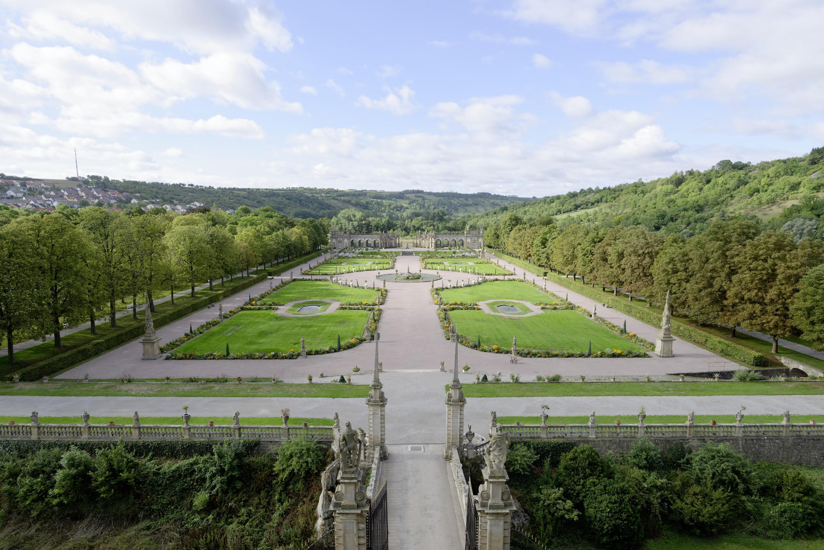 Blick auf das Parterre des Schlossgartens Weikersheim