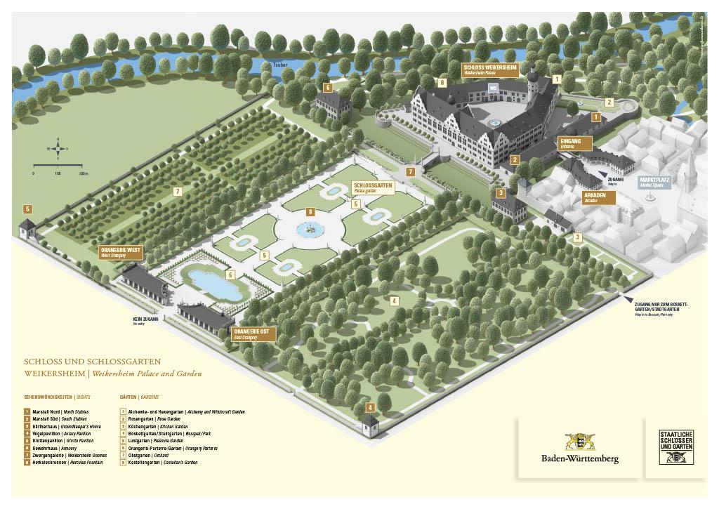 Schloss und Schlossgarten Weikersheim, Plan von Schloss und Schlossgarten Weikersheim