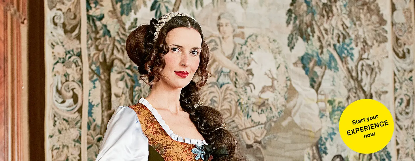 Motiv: Staaliche Schlösser und Gärten Baden-Württemberg, Illustration: JUNG:Kommunikation GmbH Weikersheim Palace and Garden, advertising banner for the app "Monument BW"