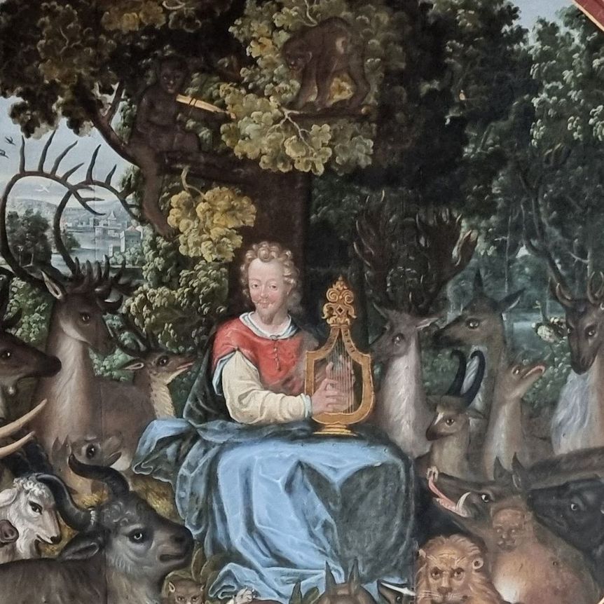 Schloss und Schlossgarten Weikersheim, Innenansicht, Rittersaal, Orpheus