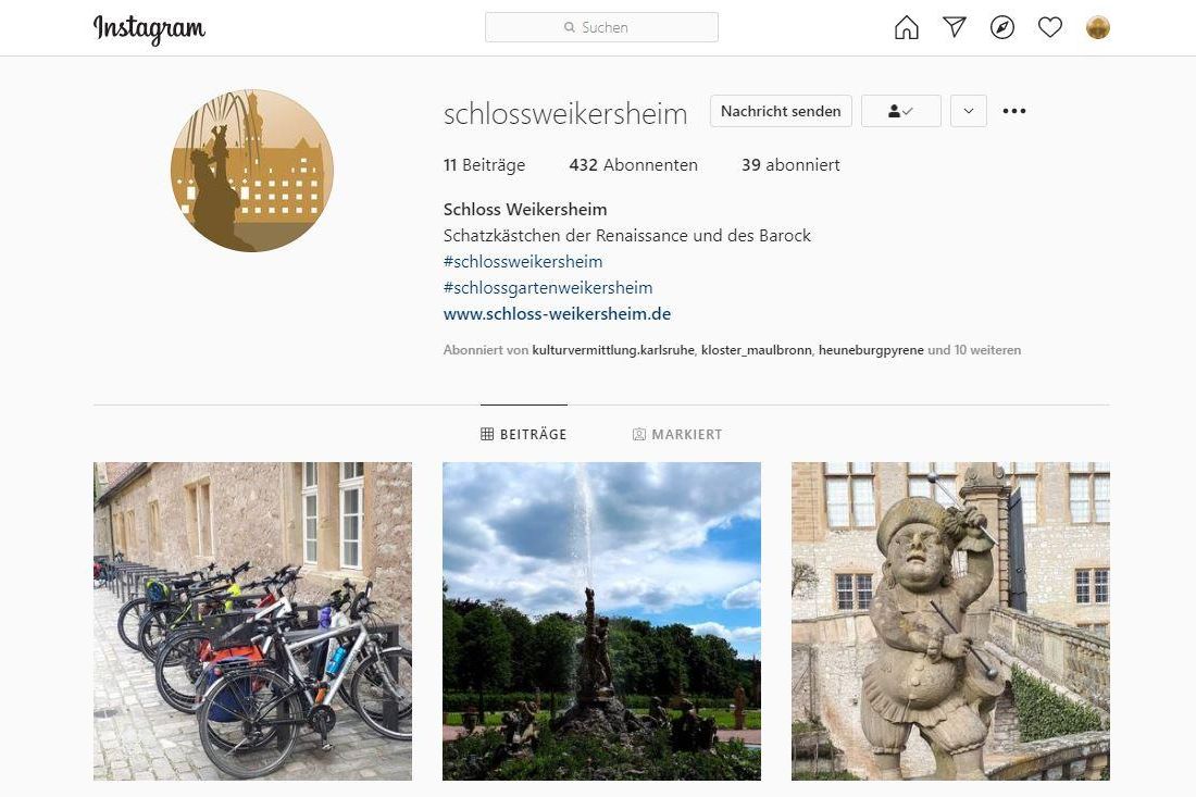 Schloss und Schlossgarten Weikersheim, Instagramseite