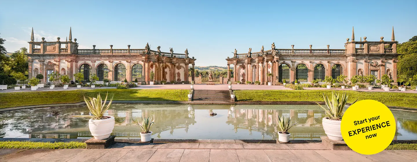 Motiv: Staaliche Schlösser und Gärten Baden-Württemberg, Illustration: JUNG:Kommunikation GmbH Weikersheim Palace and Garden, advertising banner for the app "Monument BW"