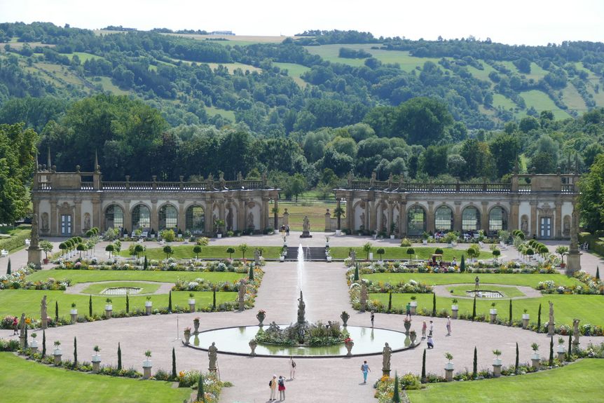 Schloss und Schlossgarten Weikersheim, außen, Schlossgarten und Orangerie
