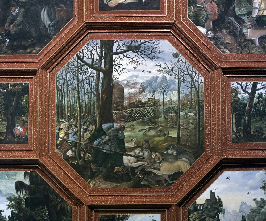Weikersheim Palace, stucco on the walls of the Knight's Hall