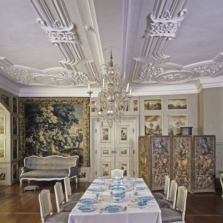 Schloss und Schlossgarten Weikersheim, innen, Hauptgemach des Gästeappartements