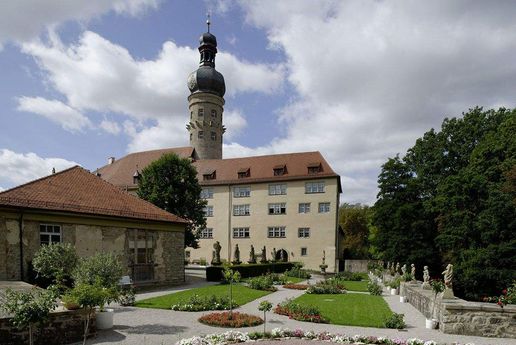 Weikersheim Palace, View of the rose garden