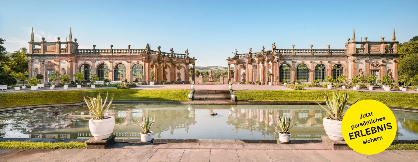 Schloss und Schlossgarten Weikersheim, Schlossgarten mit Blick auf die Orangerie