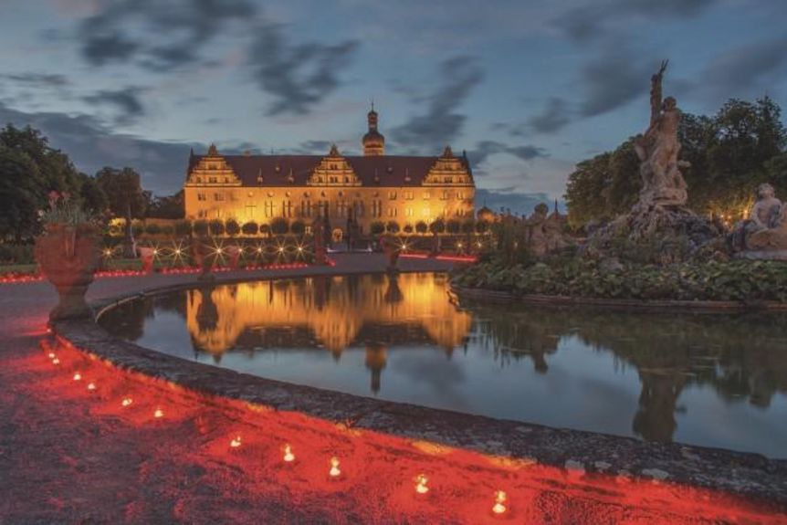 Schloss und Schlossgarten Weikersheim, Event, Hohenloher Kultursommer, Schloss bei Nacht